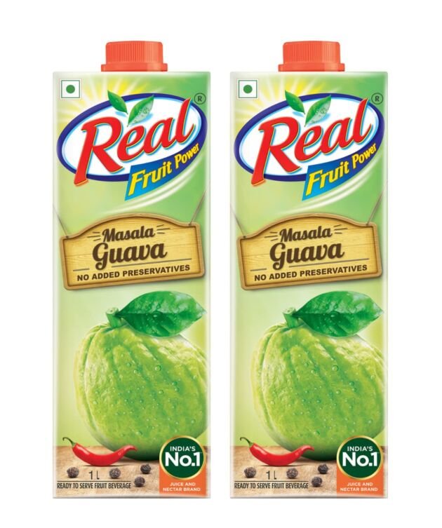 DABUR Real Masala Guava Fruit Juice-1L (Pack Of 2)|No Added Preservatives,No Artificial Colours & Artificial Flavours|Goodness Of Best Guavas With Chatpata Masala|Daily Dose Of Fruit Nutrition