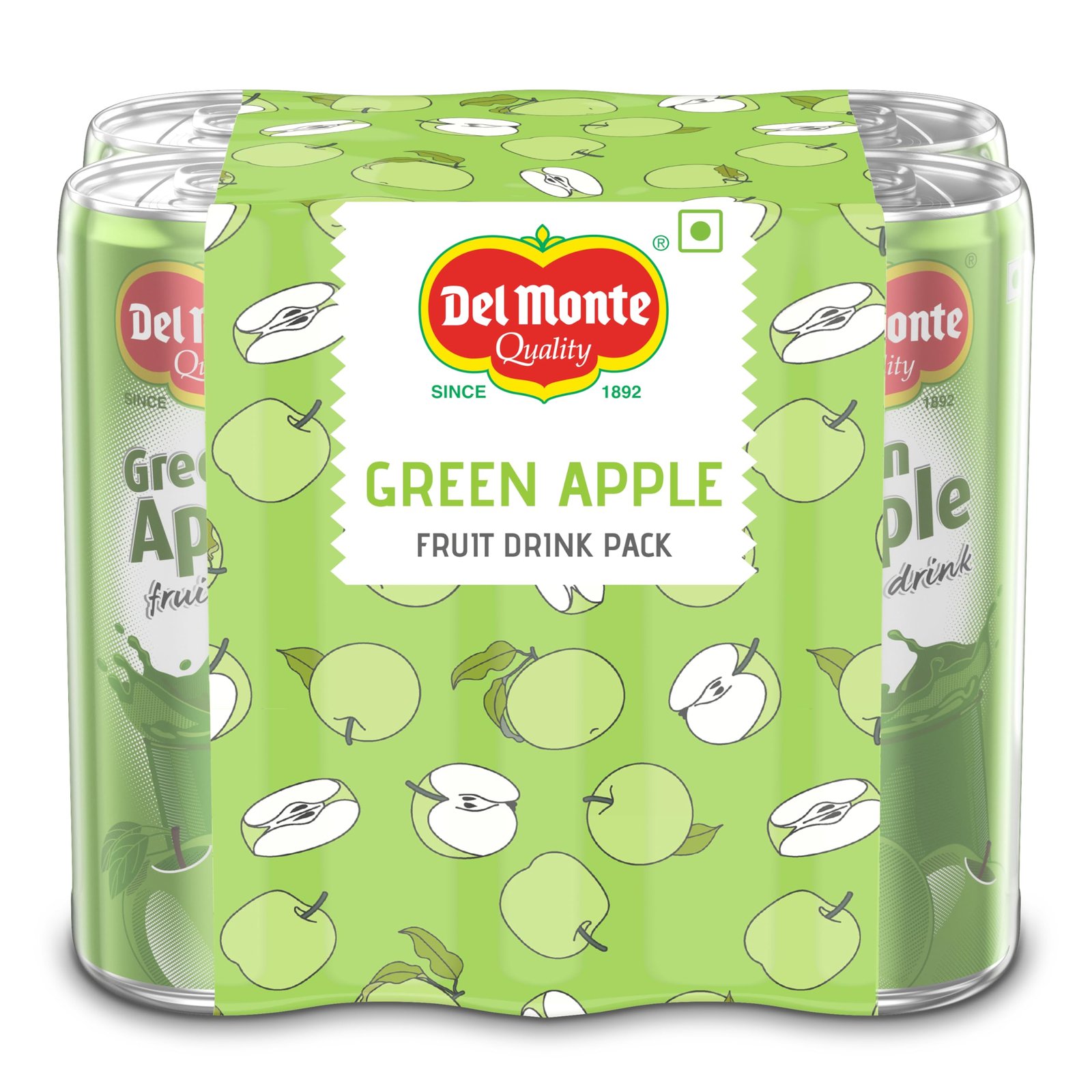 Del Monte Green Apple Fruit Drink (Pack of 6) - Crisp, Tangy & Ideal for Mocktails & Cocktails |No added preservatives