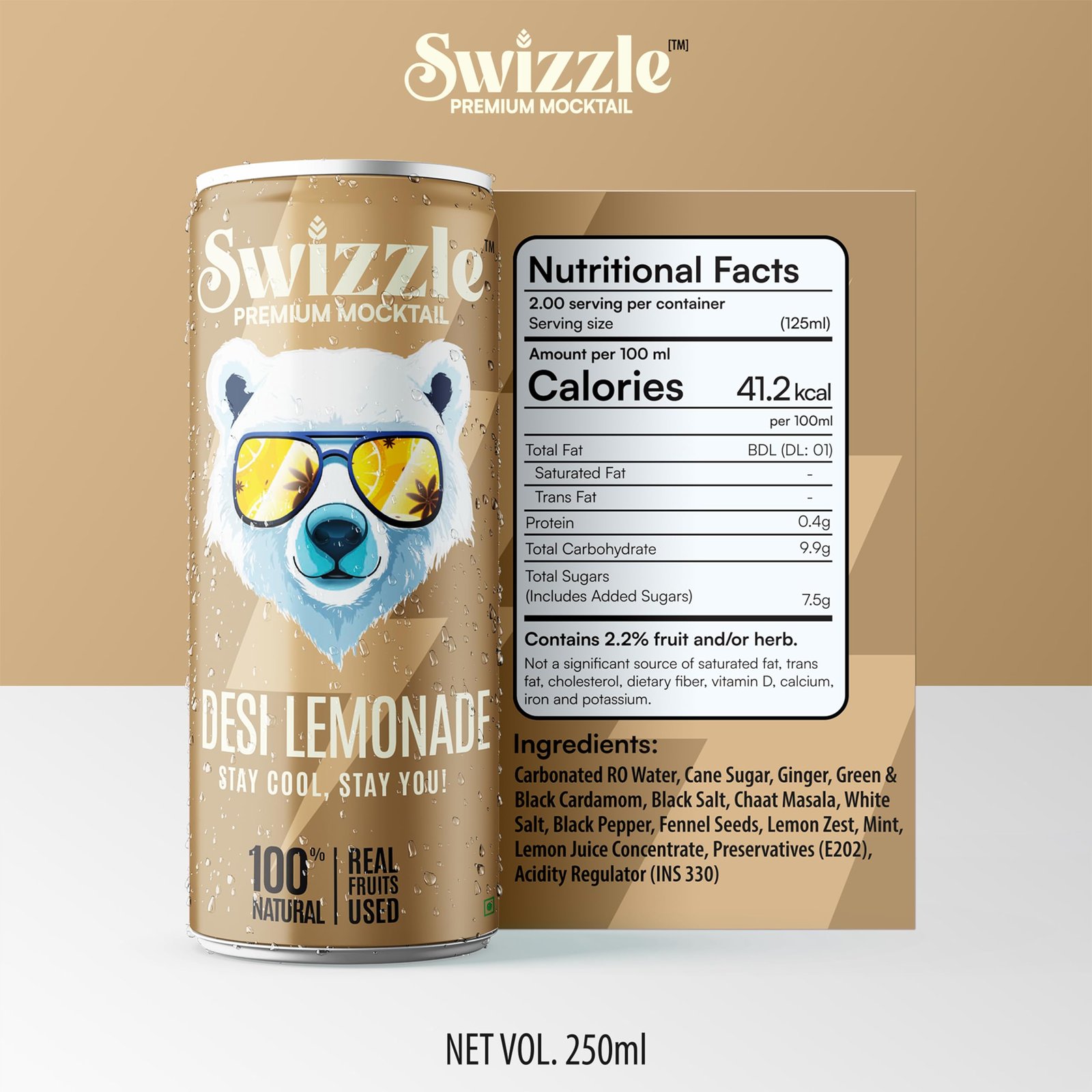 Swizzle Desi Lemonade | Shikanji | | 100% Natural Refreshing Drink | Premium Carbonated Beverage | Authentic Indian Flavor | Sip or Mix Cocktail (250ml (Pack of 3)) - Image 8