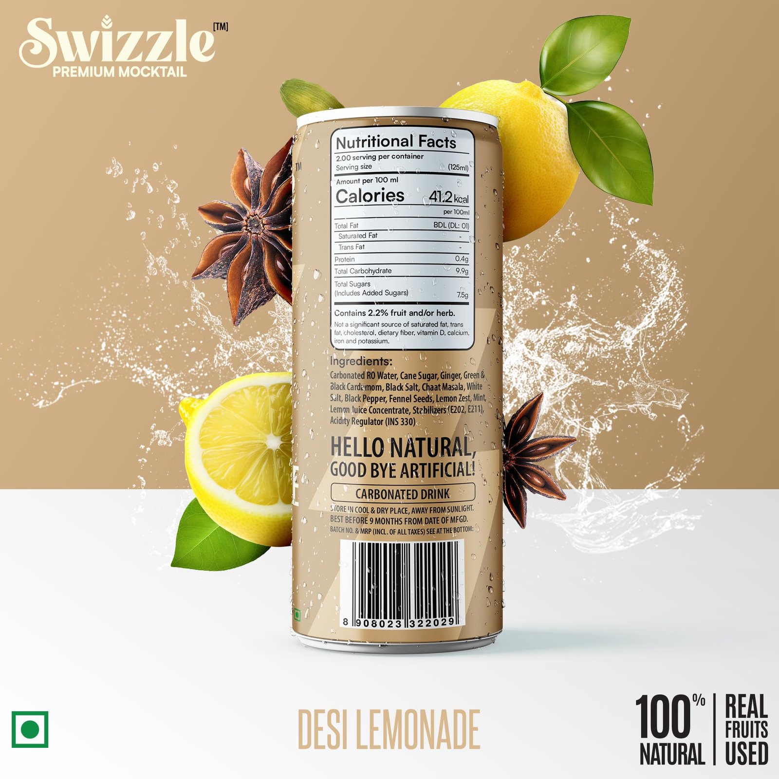 Swizzle Desi Lemonade | Shikanji | | 100% Natural Refreshing Drink | Premium Carbonated Beverage | Authentic Indian Flavor | Sip or Mix Cocktail (250ml (Pack of 3)) - Image 9