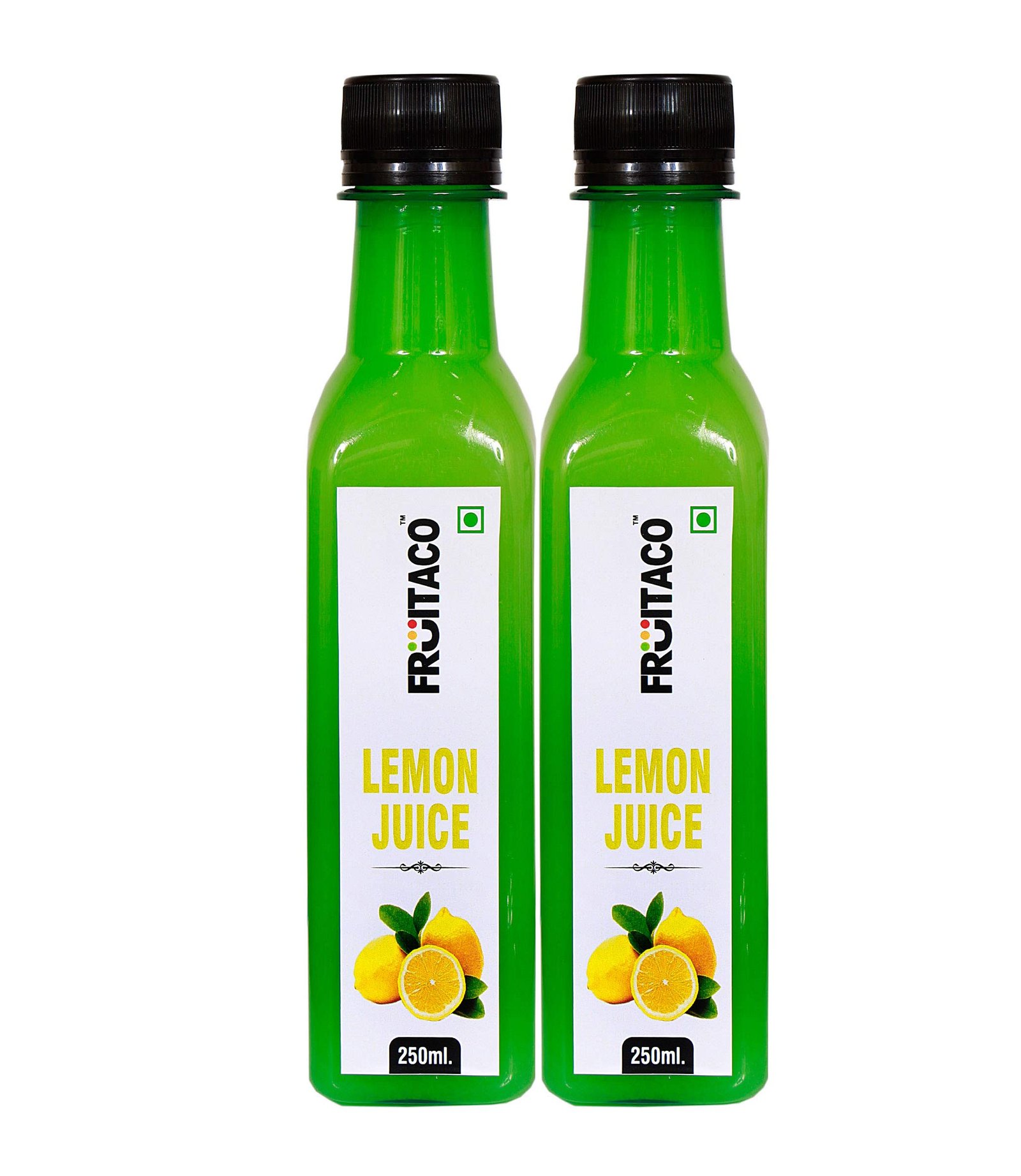 Fruitaco Yellow Lemon Juice Concentrate – Pack of 2 (500ml) | Equivalent to 50 Lemons | Pocket Bottle | Easy to Use in Cooking, Beverages, Shikanji, Lemonade & More
