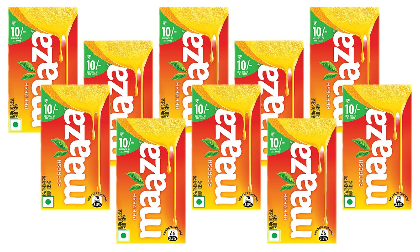 Maaza Mango Drink, Original Flavour| Ready to Serve Fruit Drink, 135ml Tetra Pack (Pack of 10)
