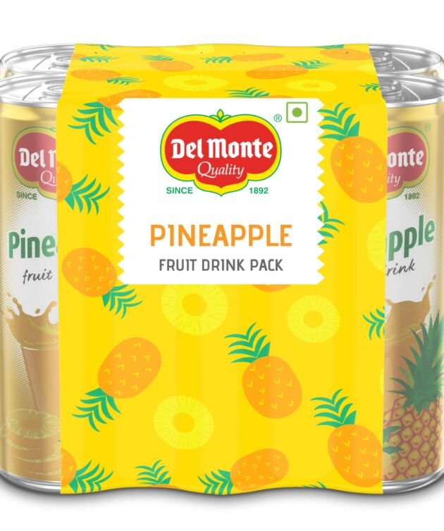 Del Monte Pineapple Fruit Drink (Pack of 6) - Tropical Taste, Real Pineapple Crush, Perfect for Cocktails & Mocktail | No added Preservatives