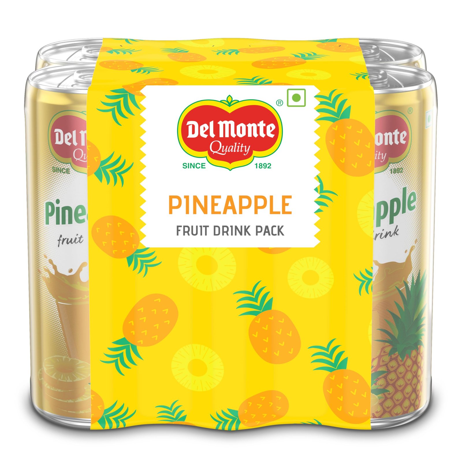 Del Monte Pineapple Fruit Drink (Pack of 6) - Tropical Taste, Real Pineapple Crush, Perfect for Cocktails & Mocktail | No added Preservatives