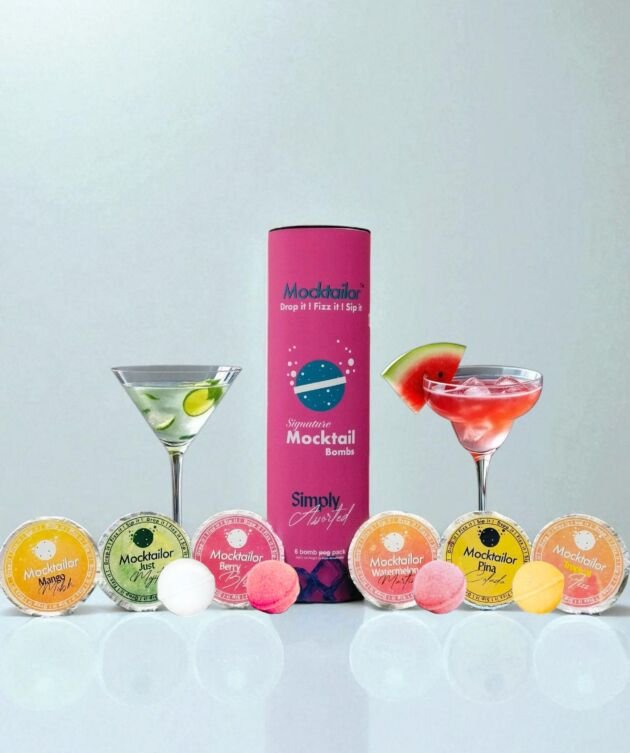 Mocktailor Signature Mocktail Bombs | Drop It, Fizz It, Sip It | Non-Alcoholic Drink Mix Pack (6 Bombs) (Pack of 6, Simply Assorted)